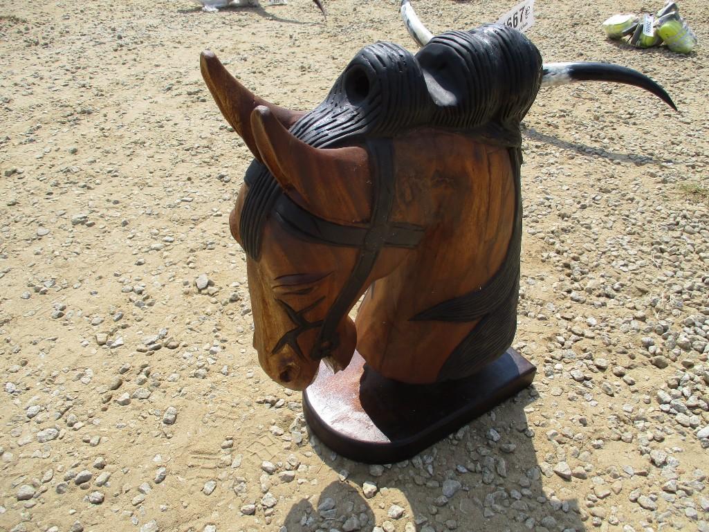 TEAK WOOD HORSE HEAD