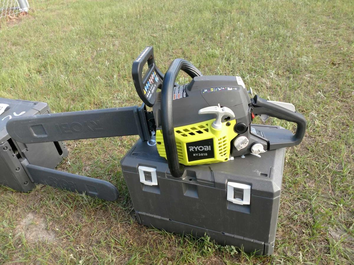 ABSOLUTE ALMOST NEW RYOBI RY3818 CHAIN SAW WITH