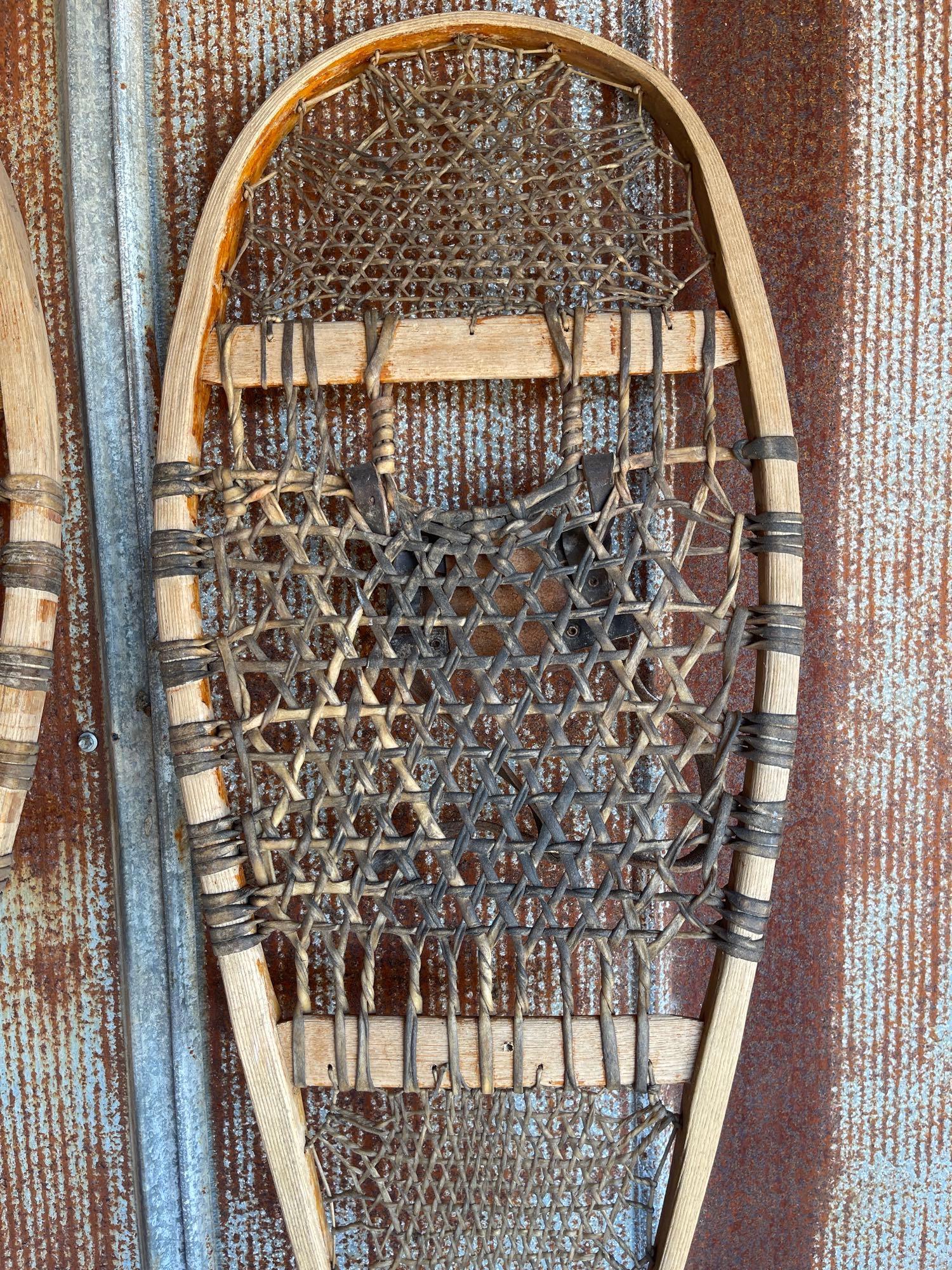 1 - PAIR OF WOODEN SNOW SHOES