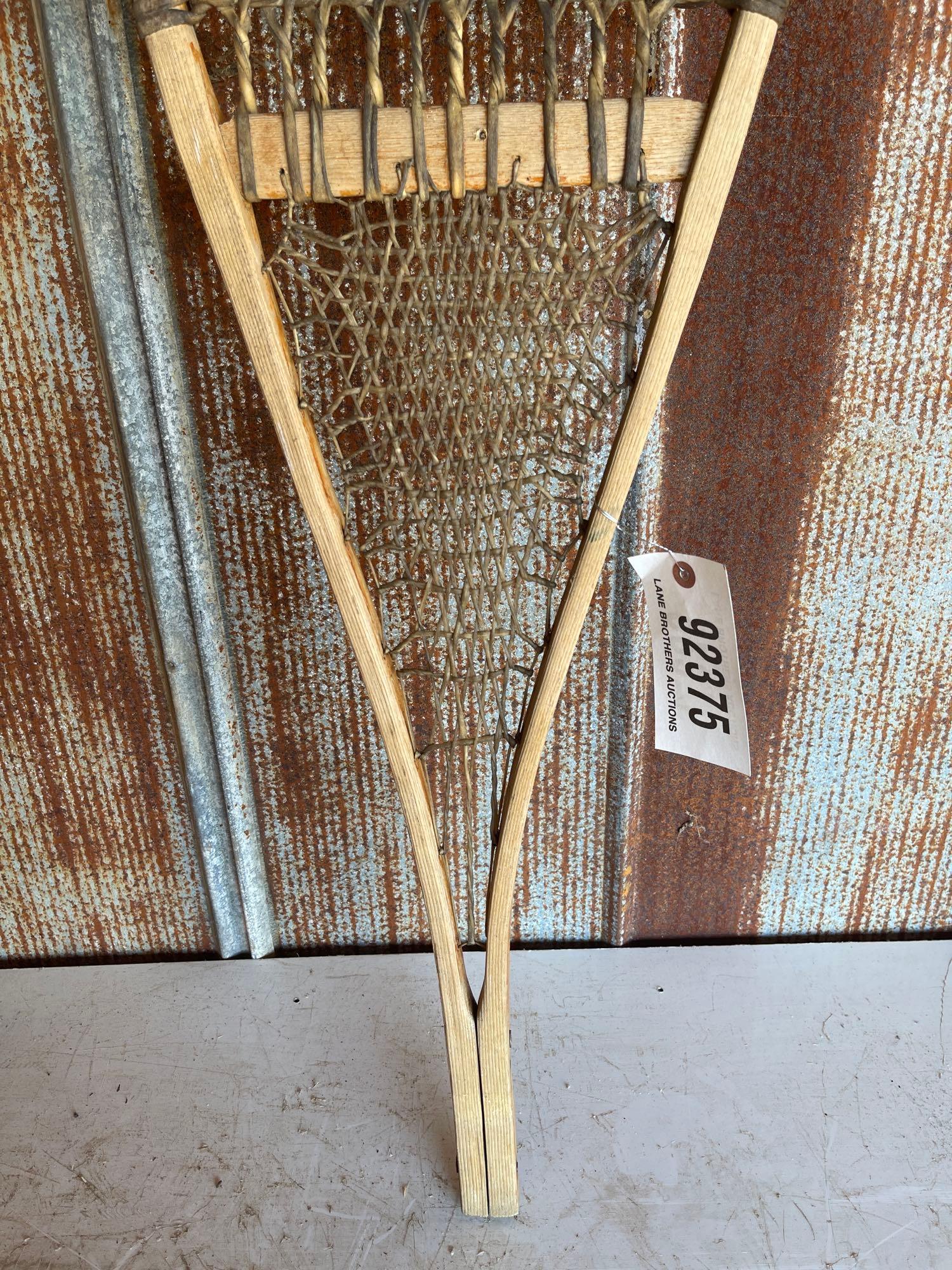 1 - PAIR OF WOODEN SNOW SHOES