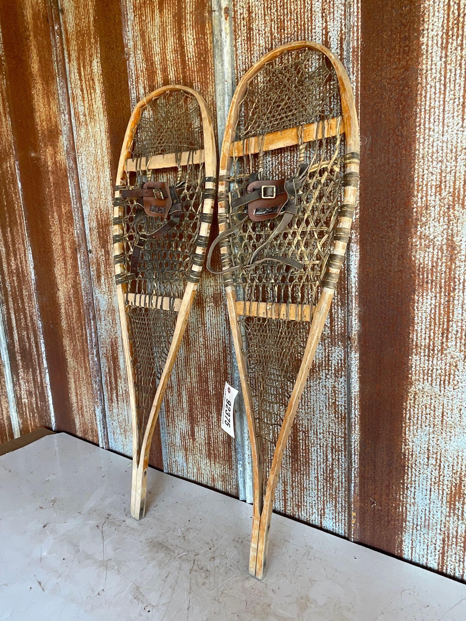 1 - PAIR OF WOODEN SNOW SHOES