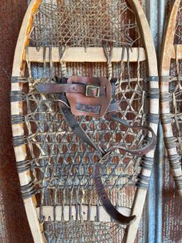 1 - PAIR OF WOODEN SNOW SHOES