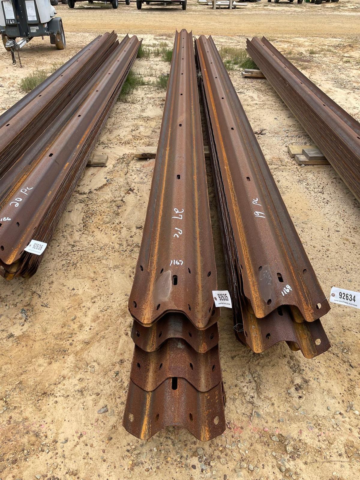 1167 - 27 - PIECES OF STEEL GUARD RAIL 24' LONG