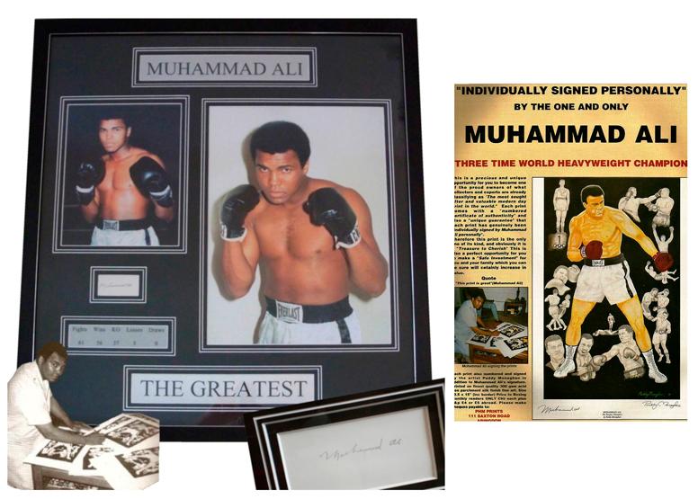 Muhammad Ali signed & framed boxing display