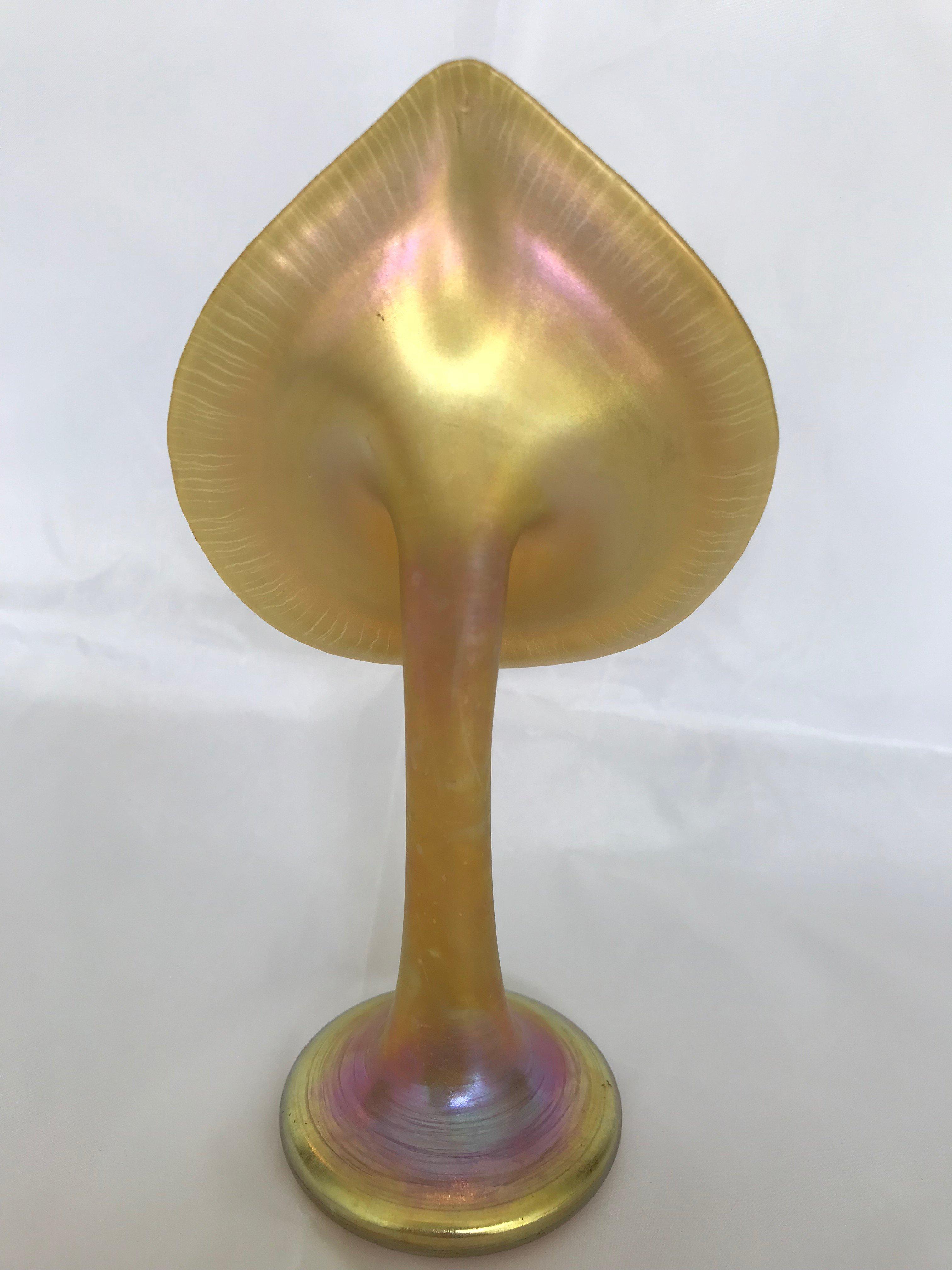 Steuben Gold Aurene Jack in the Pulpit vase