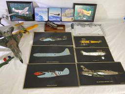 (4) Airplane models: P38 Lightning, Lockheed S-3A, USAF jet & US Air Mail & plaques