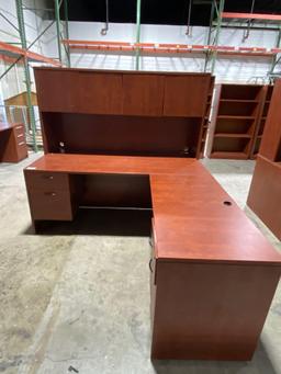 Cherry laminate desk with hutch 83" x 71"