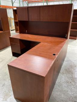 Cherry laminate desk with hutch 83" x 71"