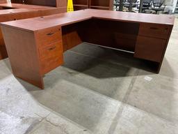 Cherry laminate desk 83" x 71"