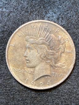 (3) 1924 Peace Silver Dollars