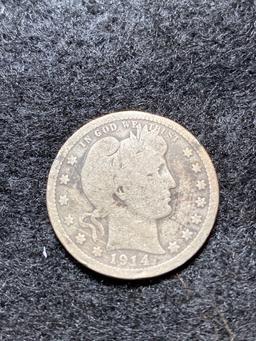 US Silver coins: 1914 Liberty Head & (17) Washington quarters