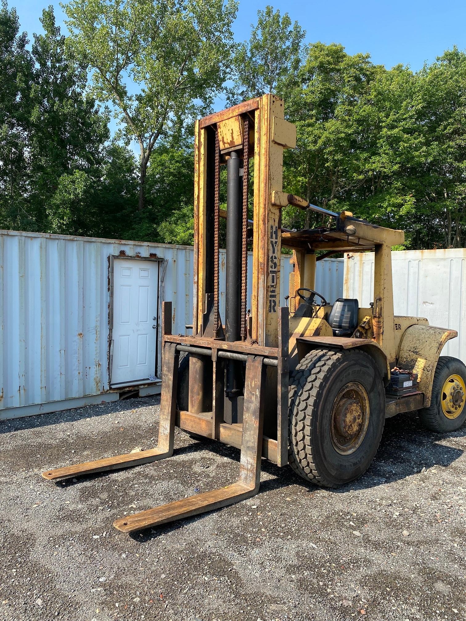 Hyster #150, 15,000 Lb. Capacity Diesel Forklift, Twin 11" Mast, Hrs: 3,725 (MACHINE RUNS)