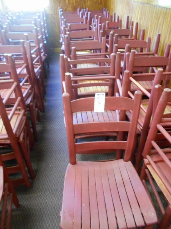 RED LADDER BACK WOOD CHAIRS