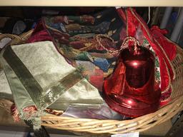 Large Basket with table Runner, Holiday Table Clothes etc