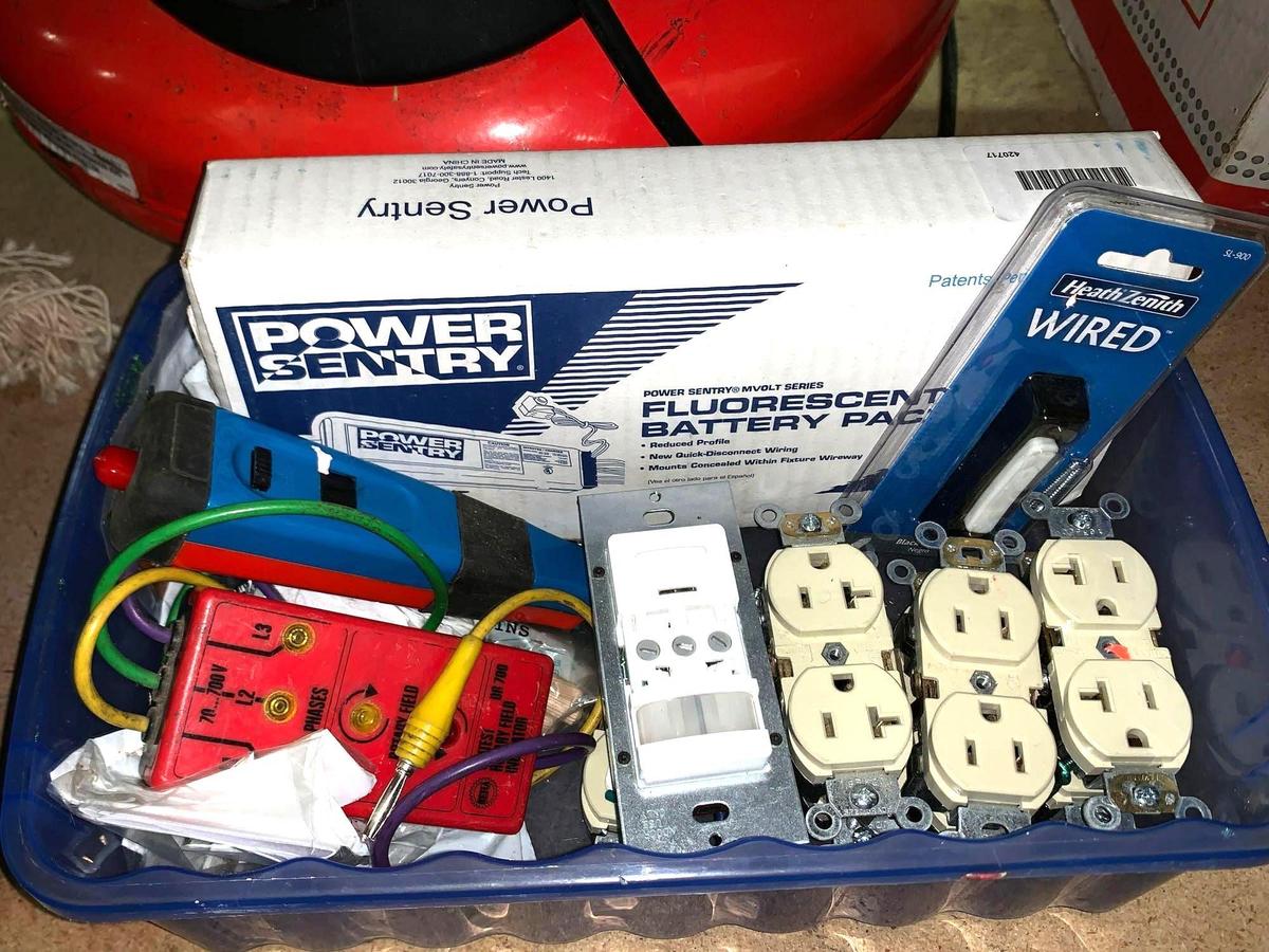 Electrical Lot- New Outlets, New Battery Pack, Ballast and 2 Electrical Testers