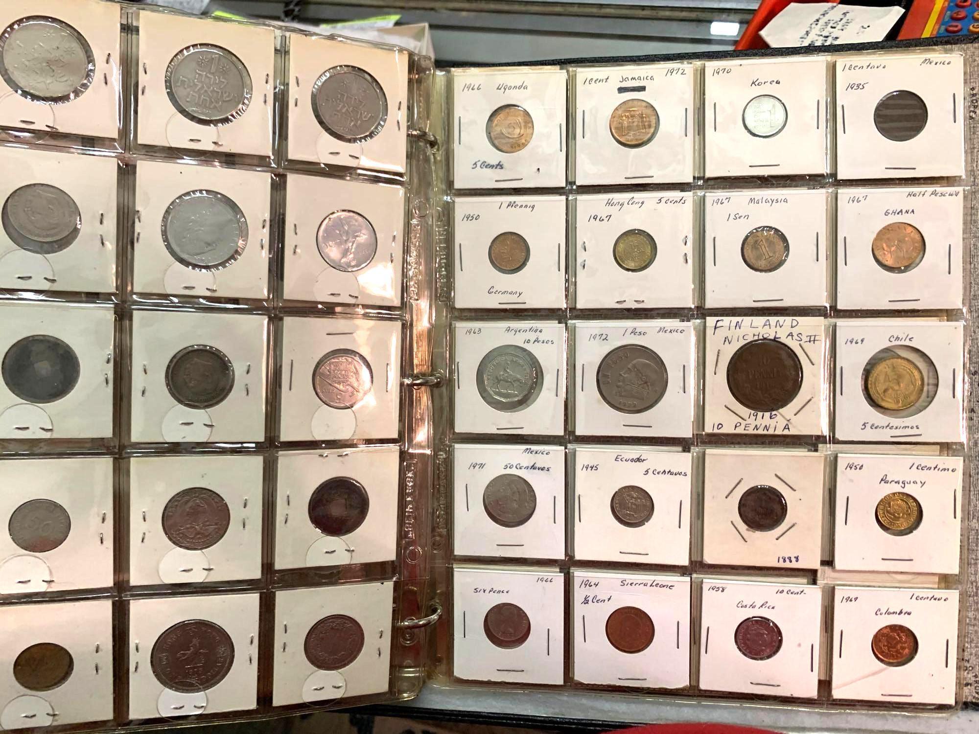 5 Sheets of Foreign Coins