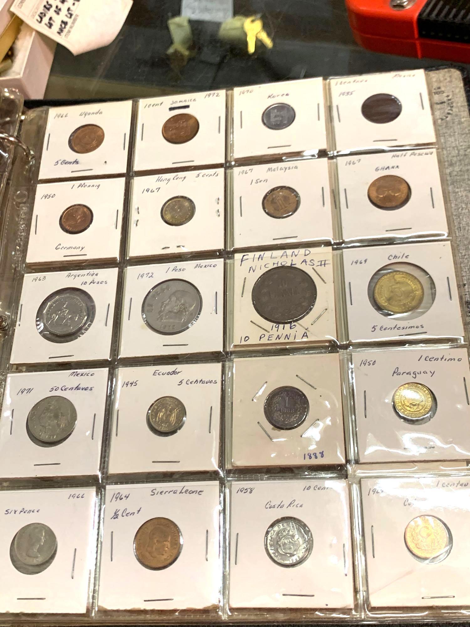 5 Sheets of Foreign Coins