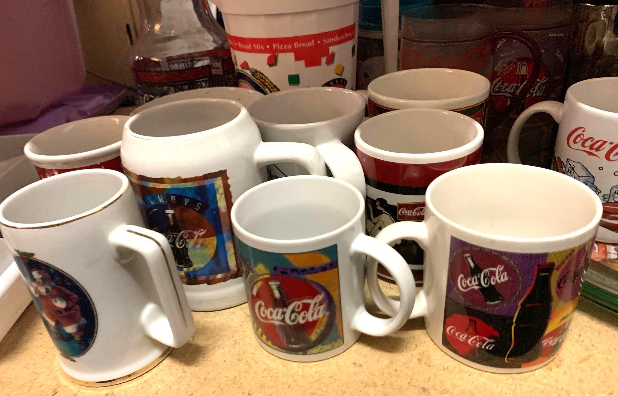 Coca Cola Mugs, Pitcher and Trays