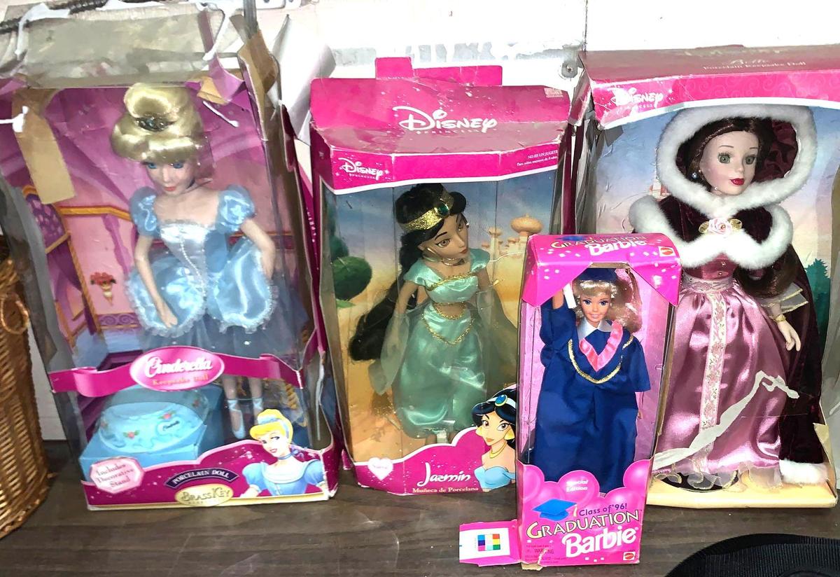 4 New Disney Princess Dolls (Boxes have some Damage)
