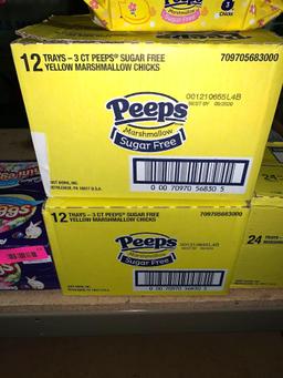 22 Trays -3ct peeps Sugar Free peeps and 24 tray - 4ct Pink peeps - In date