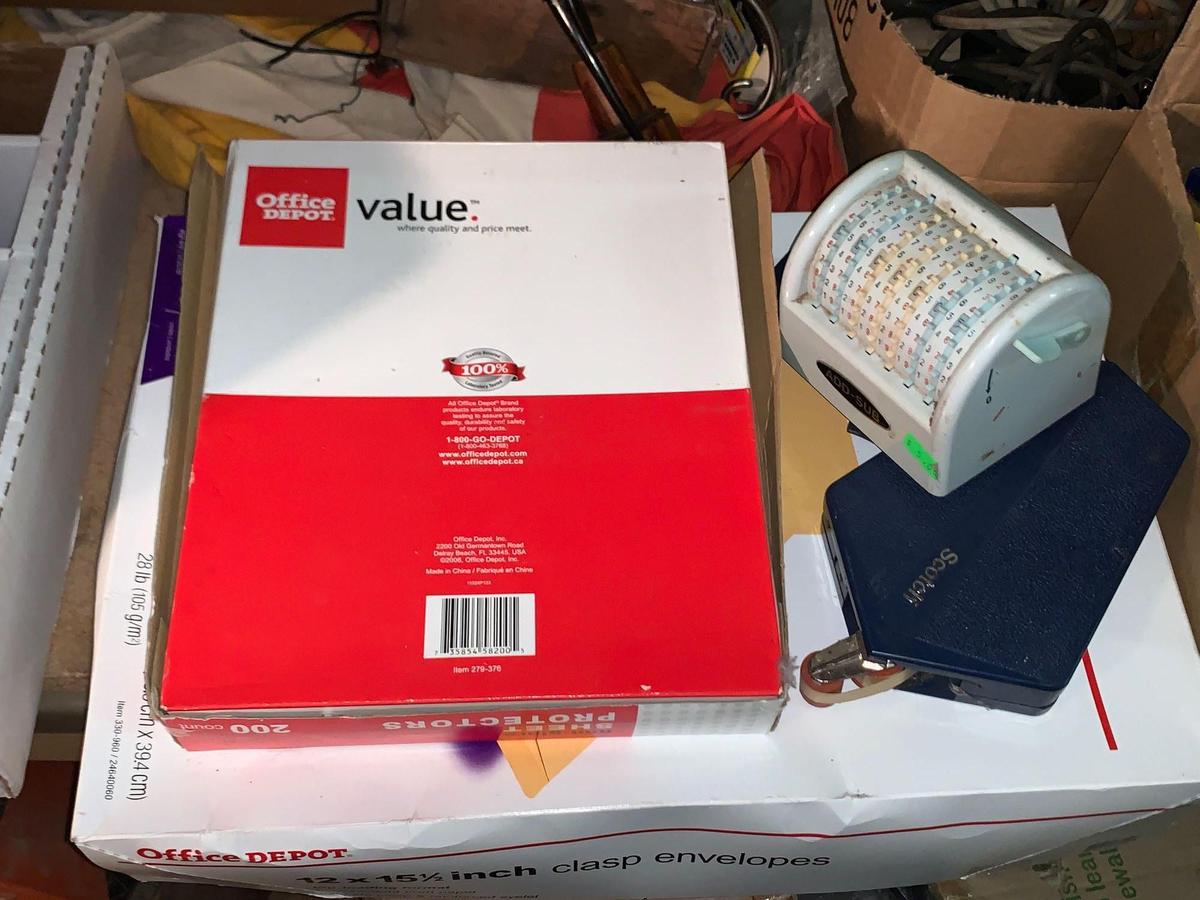 Lot of Office Supplies- Envelopes, Plastic Shelves etc