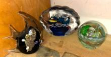 3 Glass Paper Weights