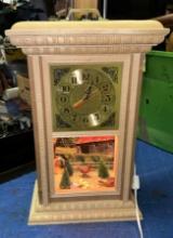 Table Top Clock with Barn Yard & Chicken Diorama On bottom- Needs alittle work 19" Tall