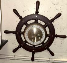 Ship Wheel Barometer- Nautical Decor- 17" long