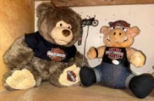 Harley Davidson Biker Club Teddy Bear and Harley Stuffed Pig