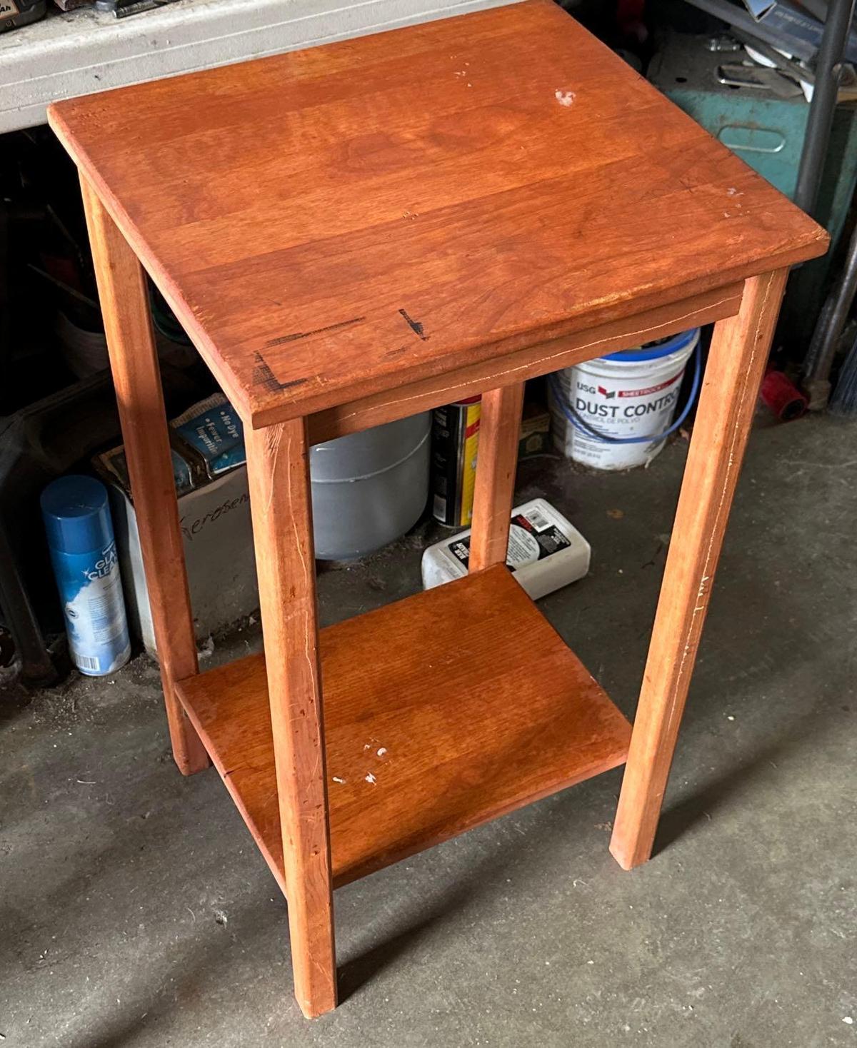 Small Wood Side Table 28" T x 15" W