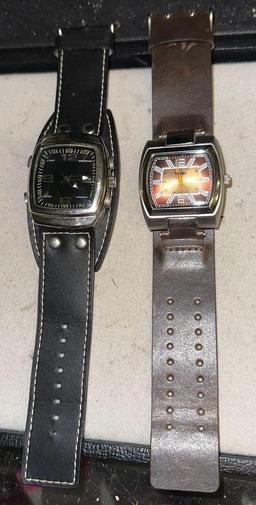 2 Men's Wrist watches both with Moeeino Leather Bands