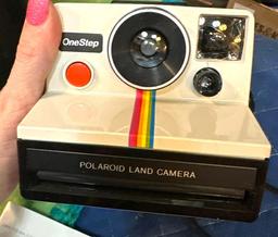 Vintage Polaroid SX-70 One Step White Rainbow Stripe Camera w/case & Manuals- works