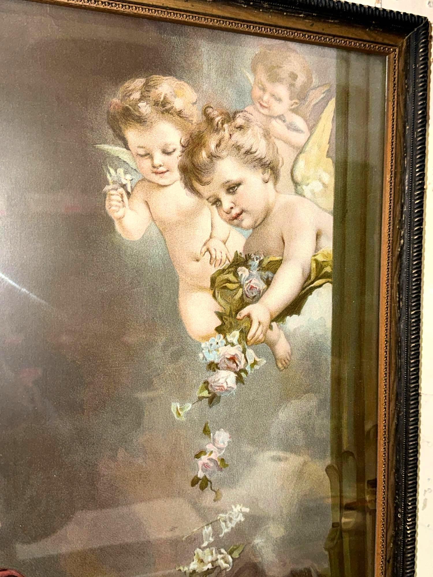 Vintage Framed Print of St. Cecilia 22" x 16"