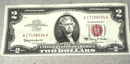 Two Red Seal $2 Bills- 1953 C and 1963 A