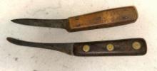 Pair of Antique Fur Trade Butcher Skinning Knives 5 Pin Full Tang