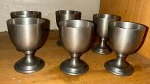 6 Vintage Pewter Mini Goblets