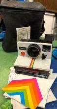 Vintage Polaroid SX-70 One Step White Rainbow Stripe Camera w/case & Manuals- works