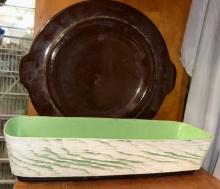 MCM Shawnee Planter signed and Zanesville Stoneware platter