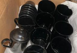 Set of 20 Black Coffee Mugs, Creamer and sugar