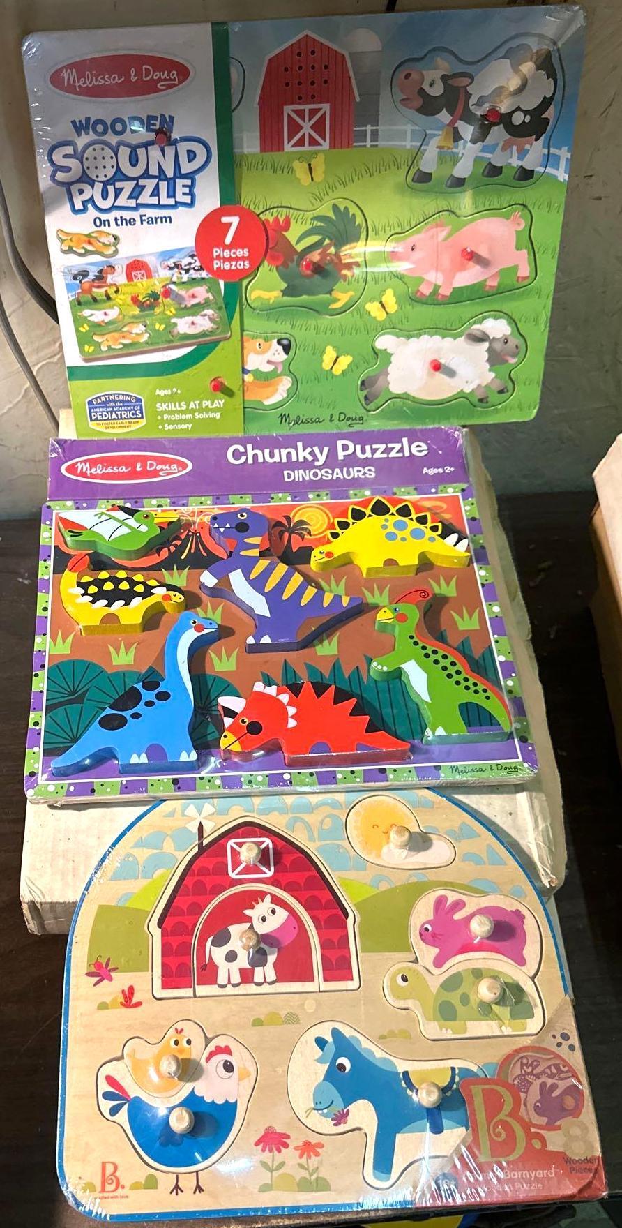 3 New Sealed Children's Wooden Puzzles