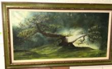 Framed Large Painting Signed 55" x 32"