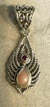 sterling silver pendant with Pink quartz Gemstone