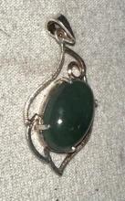 Sterling Silver Pendant with Dark Green Gemstone