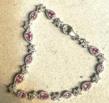 Sterling Silver Bracelet with Pink Sapphire gemstones