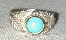 Sterling Silver Ring with Light blue turquoise gemstone size 6