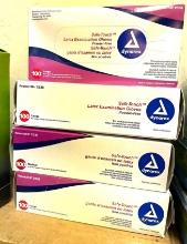 4 New Boxes of Large Dynarex Latex Exam Gloves