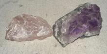 Amethyst Cluster and Rose Quartz Nugget