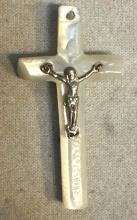 Mother of Pearl Crucifix with Silver Jesus