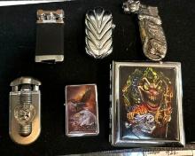 5 Collectible Lighters and Cigarette case