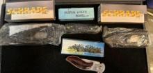 2 Schrade Viper Side Assist Knives in Box and 2 Push Button knives in Box